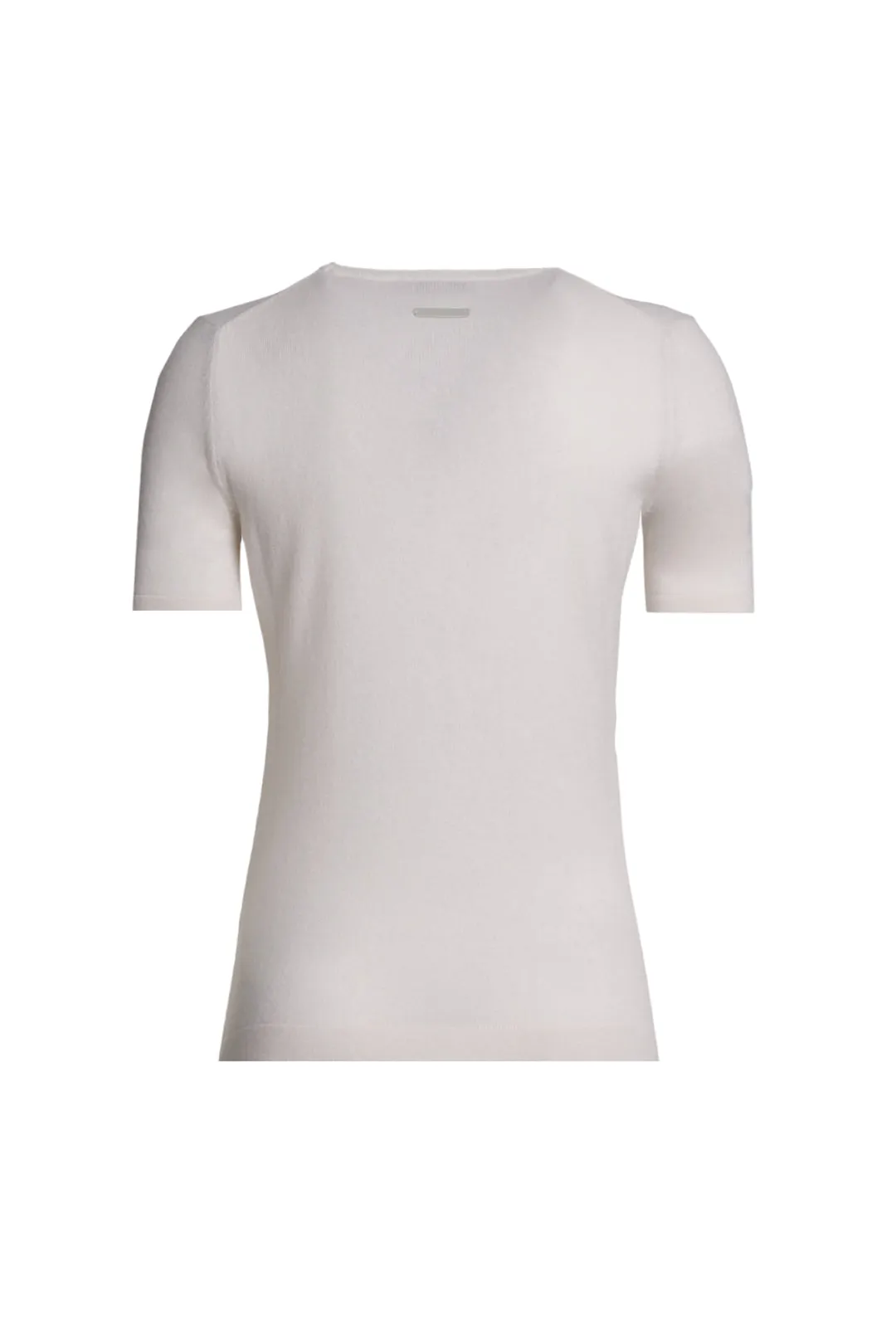 White Pure Cashmere Crew Neck Short Sleeve Women's Knitwear