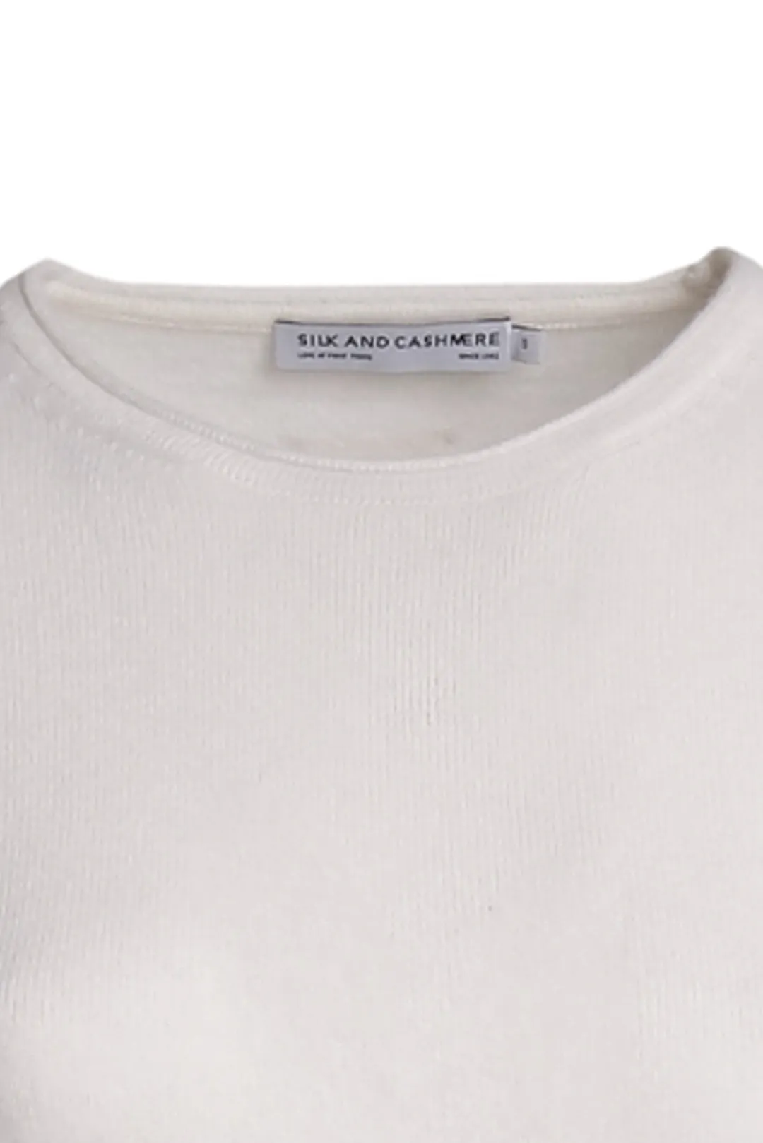 White Pure Cashmere Crew Neck Short Sleeve Women's Knitwear