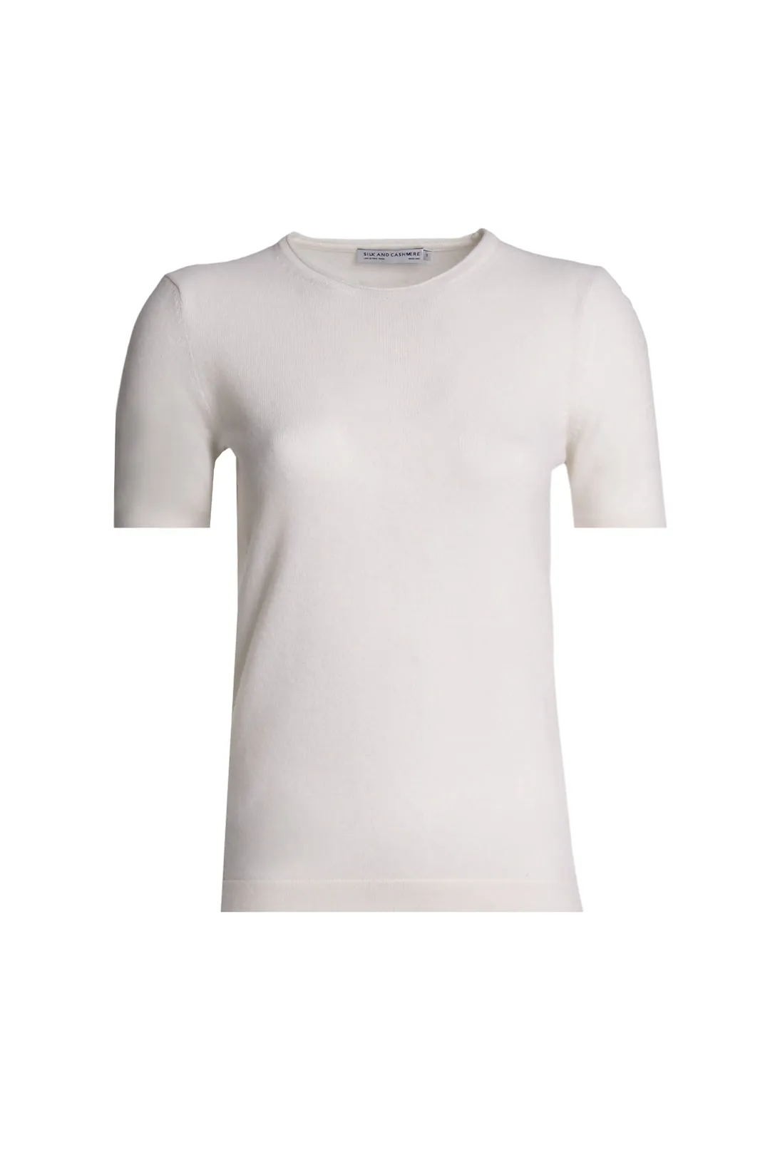 White Pure Cashmere Crew Neck Short Sleeve Women's Knitwear