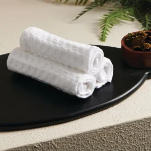 White Textured Waffle Face Towel