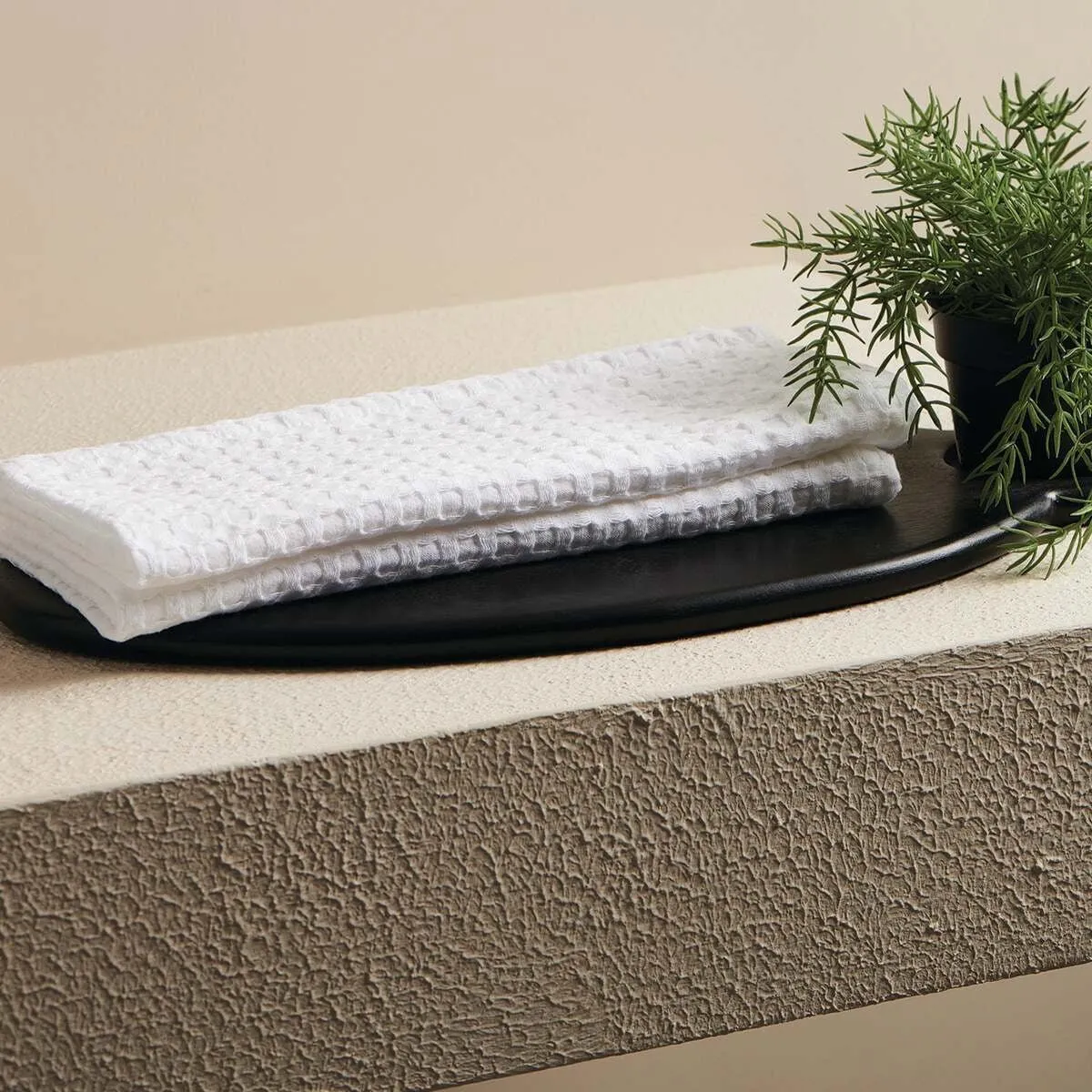 White Textured Waffle Hand Towel
