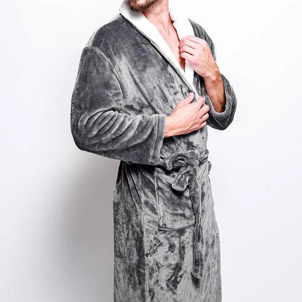 Woman/Men Extra Long Flannel Bathrobe Sleepwear Thick Warm Plus Size Couples Bathrobe