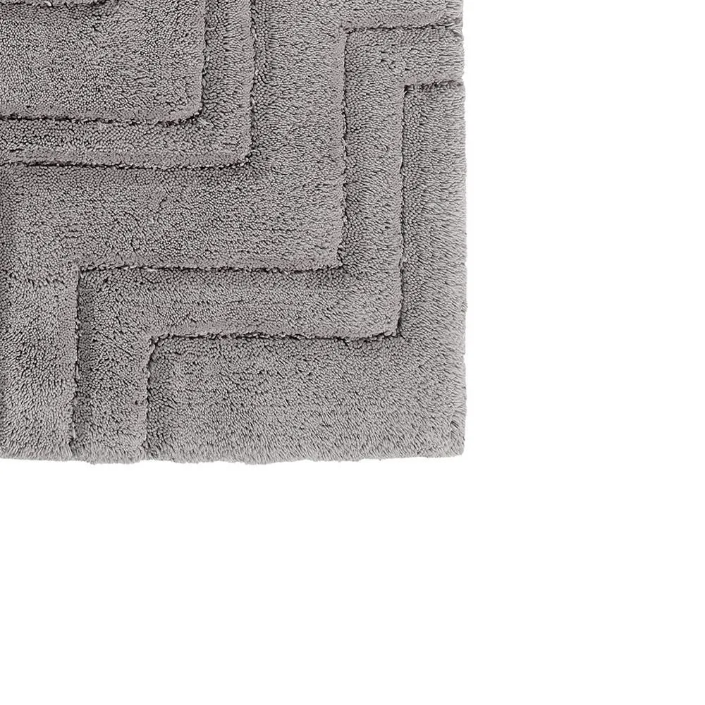 Zig Zag Pattern Cotton Non-Skid Back Bath Rug 24" x 40" Silver by Castle Hill London