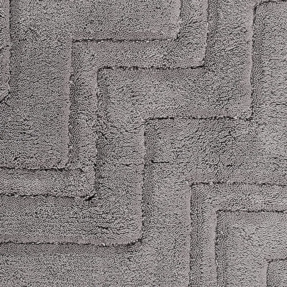 Zig Zag Pattern Cotton Non-Skid Back Bath Rug 24" x 40" Silver by Castle Hill London