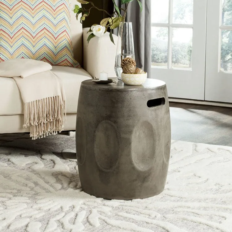 Zuri Indoor/Outdoor Modern Concrete Round Accent Table - Dark Gray