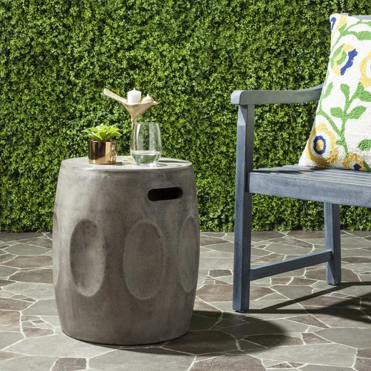 Zuri Indoor/Outdoor Modern Concrete Round Accent Table - Dark Gray